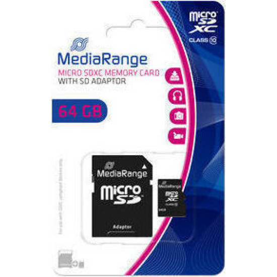 MediaRange MR959 microSDXC 64GB Class 10 A1 High Speed Memory Cards & USB Sticks
