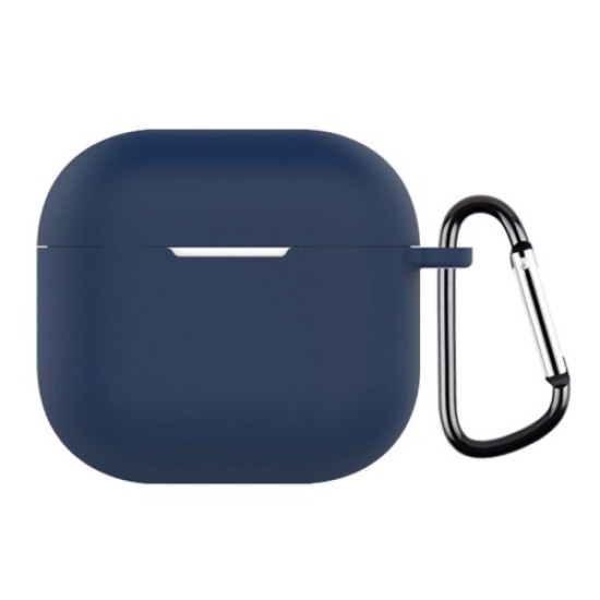 For AirPods 4 Silicone Case Soft Wireless Earbud Organizer Cover Thickness 2.5mm with Carabiner - Dark Blue Gadgets - Toys - Hobby