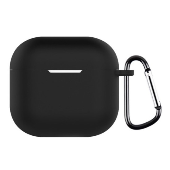 For AirPods 4 Silicone Case Soft Wireless Earbud Organizer Cover Thickness 2.5mm with Carabiner - Black Gadgets - Toys - Hobby