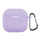 For AirPods 4 Silicone Case Soft Wireless Earbud Organizer Cover Thickness 2.5mm with Carabiner - Light Purple 