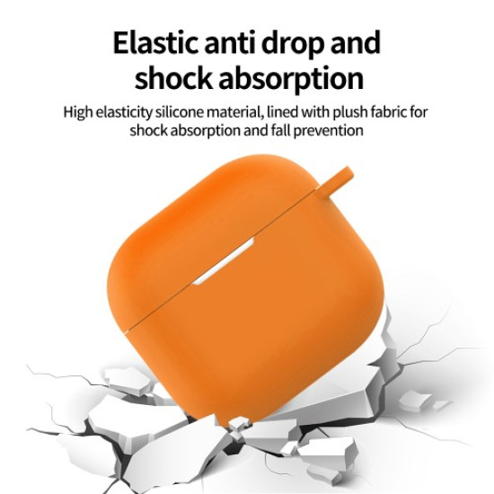 For AirPods 4 Silicone Case Soft Wireless Earbud Organizer Cover Thickness 2.5mm with Carabiner - Orange Gadgets - Toys - Hobby