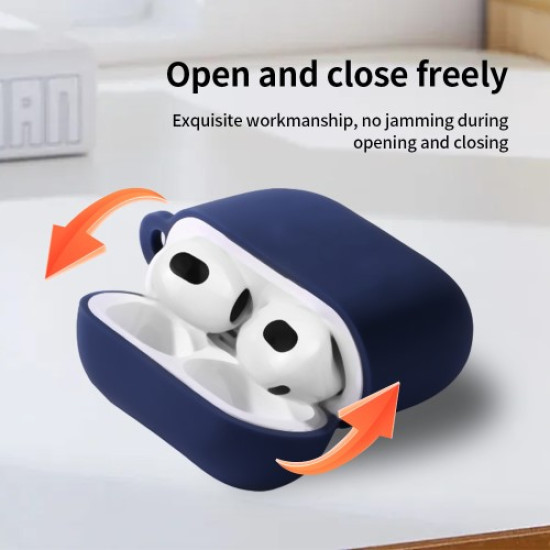 For AirPods 4 Silicone Case Soft Wireless Earbud Organizer Cover Thickness 2.5mm with Carabiner - White Gadgets - Toys - Hobby
