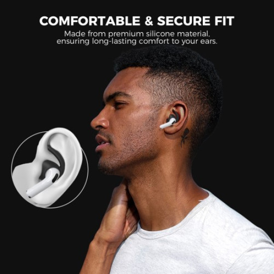 AHASTYLE PT60-4 1 Pair Ear Hooks for AirPods 4 Replacement Silicone Wings Sport Earhooks Ear Tips. Size: L - Black Gadgets - Toys - Hobby