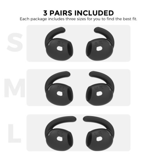 AHASTYLE PT60-4 1 Pair Ear Hooks for AirPods 4 Replacement Silicone Wings Sport Earhooks Ear Tips. Size: L - Black Gadgets - Toys - Hobby