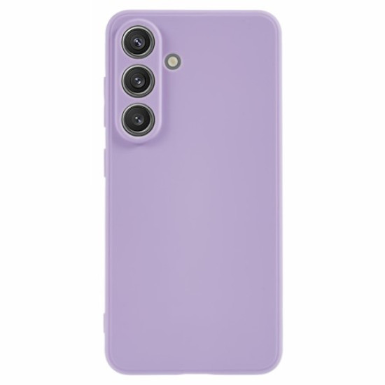 For Samsung Galaxy S25 Case Precise Cut-Outs Straight Edge TPU Shockproof Phone Cover - Purple Samsung Cases Mobile