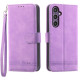 DIERFENG DF-03 For Samsung Galaxy S25 Leather Case Lines Imprint Wallet Phone Cover - Purple Samsung Cases Mobile