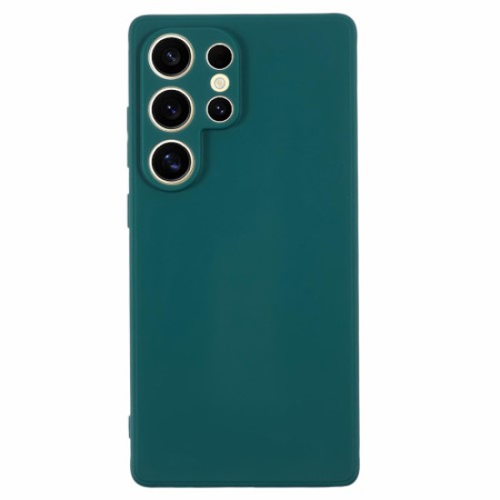For Samsung Galaxy S25 Ultra Case Precise Cut-Outs Straight Edge TPU Shockproof Phone Cover - Army Green Samsung Cases Mobile
