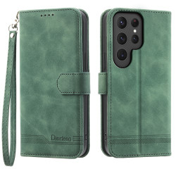 DIERFENG DF-03 Θήκη Πορτοφόλι με Βάση Στήριξης Σχέδιο με Γραμμές για Samsung Galaxy S25 Ultra - Πράσινο