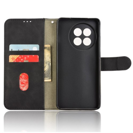 Leather Case For OnePlus 13R 5G / Ace 5 5G / Ace 5 Pro 5G Skin Feel Anti Drop Wallet Flip Phone Cover - Black OnePlus Mobile Cases