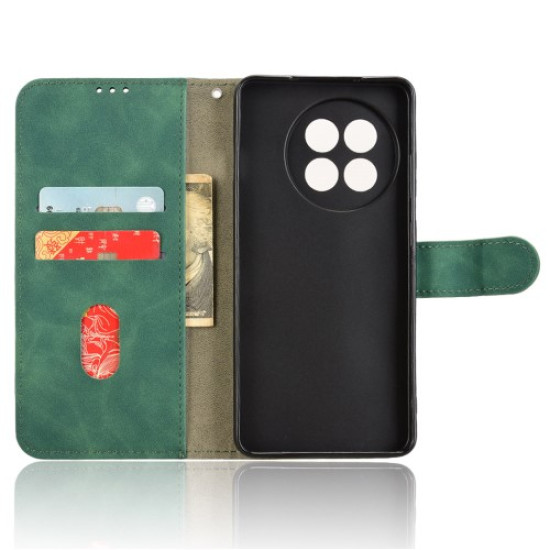 Leather Case For OnePlus 13R 5G / Ace 5 5G / Ace 5 Pro 5G Skin Feel Anti Drop Wallet Flip Phone Cover - Green OnePlus Mobile Cases
