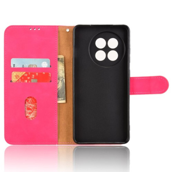 Leather Case For OnePlus 13R 5G / Ace 5 5G / Ace 5 Pro 5G Skin Feel Anti Drop Wallet Flip Phone Cover - Rose OnePlus Mobile Cases