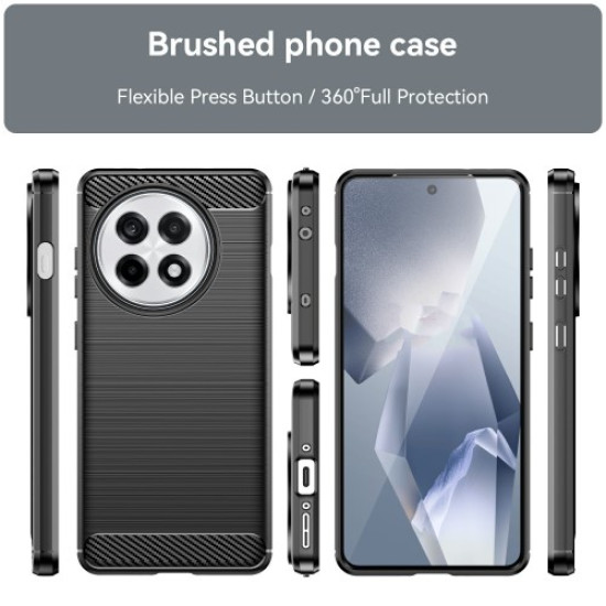 Phone Case for OnePlus 13R 5G / Ace 5 5G / Ace 5 Pro 5G Protective Cover Carbon Fiber Texture Brushed - Black OnePlus Mobile Cases
