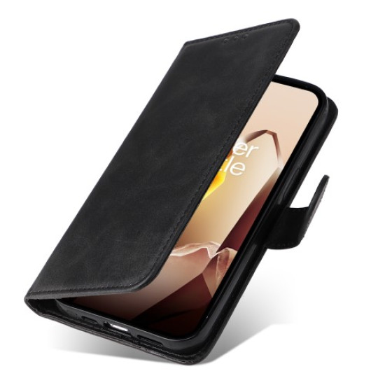 For OnePlus 13 Case Wallet PU Leather Folio Flip Phone Cover - Black OnePlus Mobile Cases