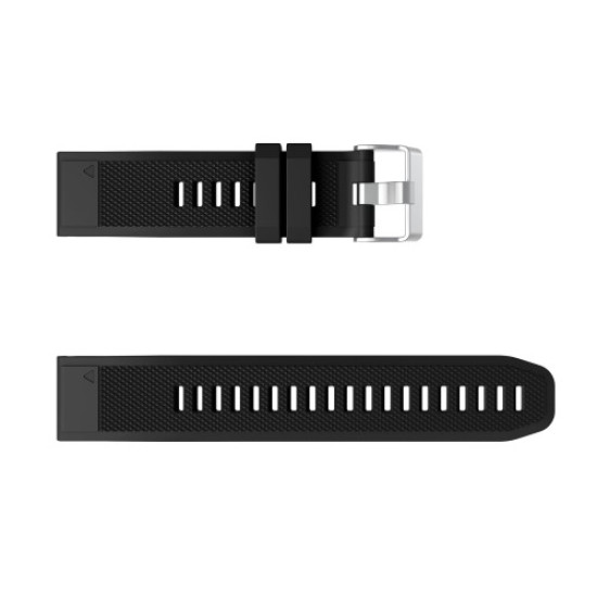 For Garmin Fenix 7X/6X Sapphire GPS/6X Pro/6X GPS/5X GPS/5X Plus Silicone Sport Watch Band Adjustable Watch Strap Replacement with Silver Buckle - Black Gadgets - Toys - Hobby