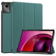 For Lenovo Tab M11 / Xiaoxin Pad 11 2024 Case Tri-fold Stand PU Leather+PC Tablet Cover - Blackish Green