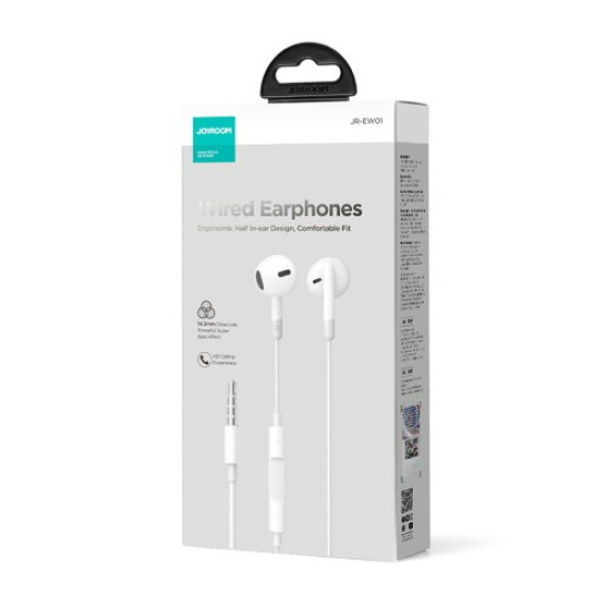 JOYROOM EW01 3.5mm Plug Half-in-ear Earphones with HD Mic Wired Headphones Bluetooth / Headsets / Speakers
