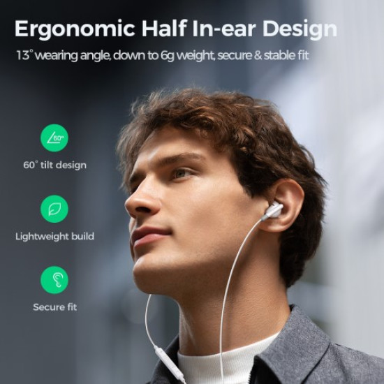 JOYROOM EW01 3.5mm Plug Half-in-ear Earphones with HD Mic Wired Headphones Bluetooth / Headsets / Speakers