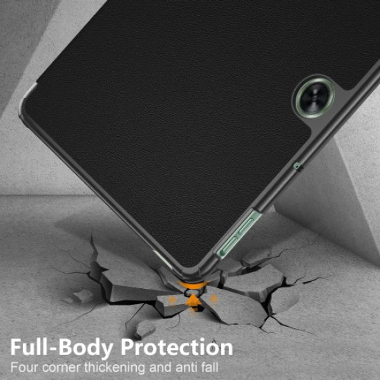 For OnePlus Pad Go / Oppo Pad Air 2 / Pad Neo Smart Case PU Leather Trifold Stand Tablet Cover - Black Oppo Realme Tablet Cases