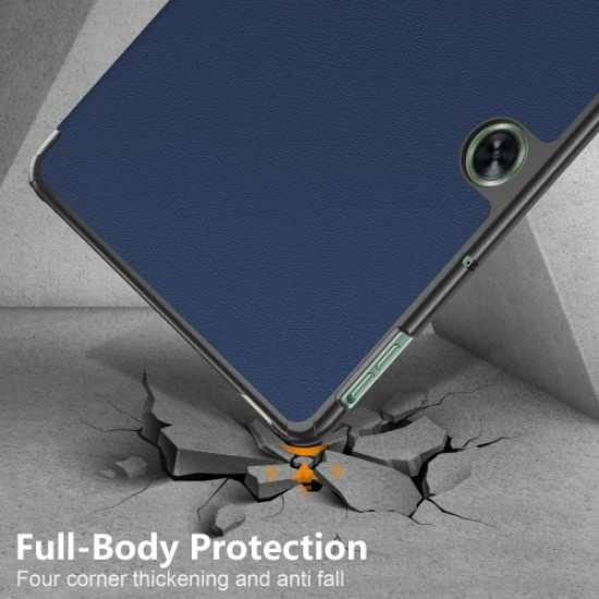 For OnePlus Pad Go / Oppo Pad Air 2 / Pad Neo Smart Case PU Leather Trifold Stand Tablet Cover - Dark Blue Oppo Realme Tablet Cases