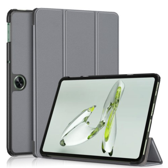 For OnePlus Pad Go / Oppo Pad Air 2 / Pad Neo Smart Case PU Leather Trifold Stand Tablet Cover - Grey Oppo Realme Tablet Cases