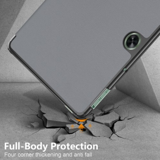 For OnePlus Pad Go / Oppo Pad Air 2 / Pad Neo Smart Case PU Leather Trifold Stand Tablet Cover - Grey Oppo Realme Tablet Cases