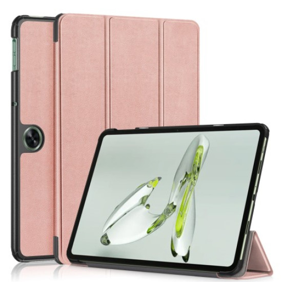 For OnePlus Pad Go / Oppo Pad Air 2 / Pad Neo Smart Case PU Leather Trifold Stand Tablet Cover - Rose Gold Oppo Realme Tablet Cases