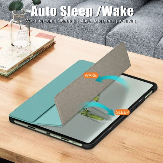 For OnePlus Pad Go / Oppo Pad Air 2 / Pad Neo Smart Case PU Leather Trifold Stand Tablet Cover - Blackish Green Oppo Realme Tablet Cases