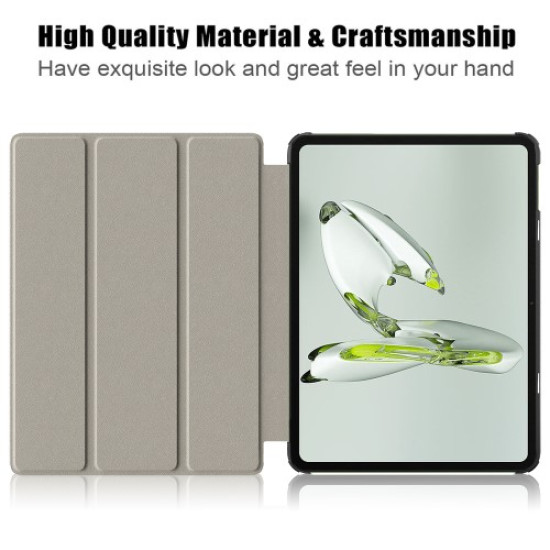 For OnePlus Pad Go / Oppo Pad Air 2 / Pad Neo Smart Case PU Leather Trifold Stand Tablet Cover - Blackish Green Oppo Realme Tablet Cases