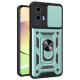 For Motorola Moto G04 4G / G24 4G Phone Shell PC+TPU Back Cover with Lens Protector + Kickstand - Green Motorola Cases Mobile
