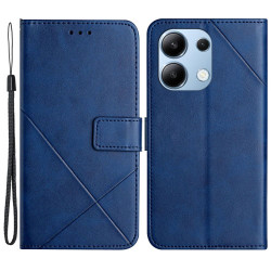 For Xiaomi Redmi Note 13 4G Case Leather Wallet Line Pattern Phone Cover - Blue For Xiaomi Redmi Note 13 4G Case Leather Wallet Line Pattern Phone Cover - Blue