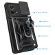 For Motorola Moto S50 Neo 5G / G85 5G Case with Slide Camera Lid PC+TPU Kickstand Phone Cover - Black Motorola Cases Mobile