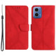 HT05 For Motorola Moto G85 5G / S50 Neo 5G Case Stand Function Leather Phone Cover Splicing Lines - Red Motorola Cases Mobile