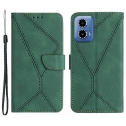 HT05 For Motorola Moto G85 5G / S50 Neo 5G Case Stand Function Leather Phone Cover Splicing Lines - Green HT05 For Motorola Moto G85 5G / S50 Neo 5G Case Stand Function Leather Phone Cover Splicing Lines - Green