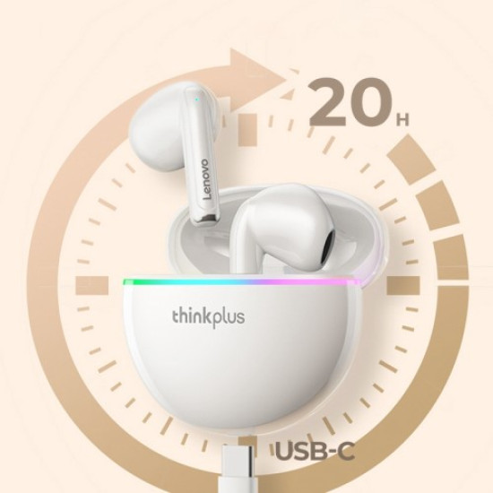 LENOVO Thinkplus XT97 Bluetooth 5.2 Earphones Wireless Headphones TWS HiFi Stereo Sound Earbud with Mic - White Bluetooth / Headsets / Speakers