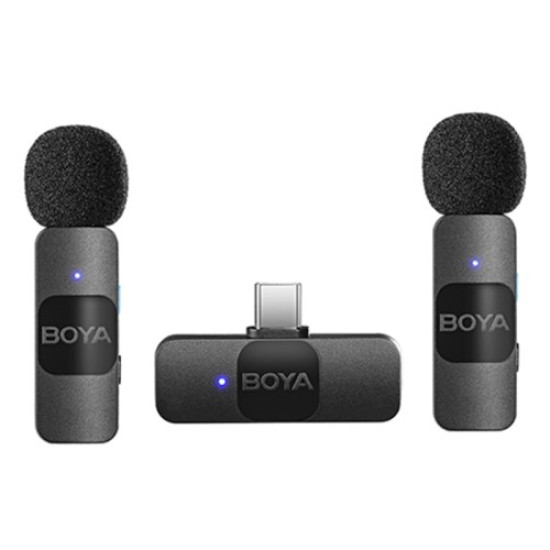 BOYA BY-V20 2.4Ghz Wireless Lavalier Microphones USB-C Mini Video Recording Mic with 2 Transmitters + 1 Receiver Gadgets - Toys - Hobby