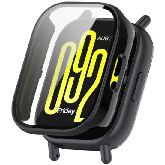 For Xiaomi Redmi Watch 5 Active PC Cover Watch Frame Case with Tempered Glass Screen Film - Black Gadgets - Toys - Hobby