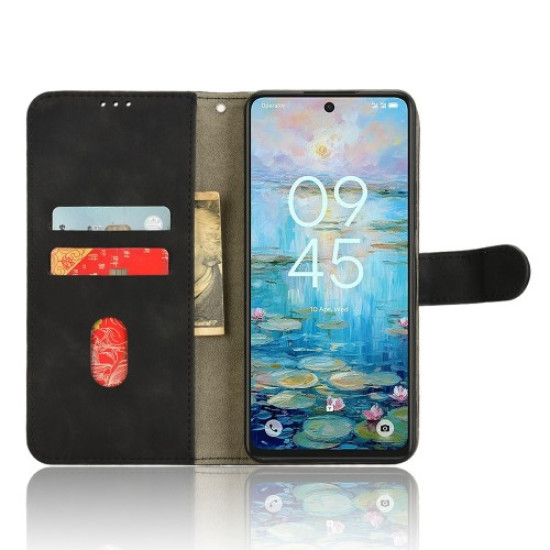 For TCL 50 Nxtpaper 5G Leather Case Skin-Feel Anti-Drop Wallet Flip Phone Cover - Black TCL Mobile Cases