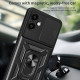 For Samsung Galaxy A06 Case with Slide Camera Lid PC+TPU Kickstand Phone Cover - Black Samsung Cases Mobile