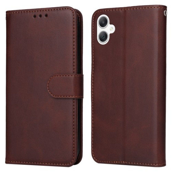 For Samsung Galaxy A06 Case PU Leather Phone Cover with Cash  /  Card Slots - Brown Samsung Cases Mobile