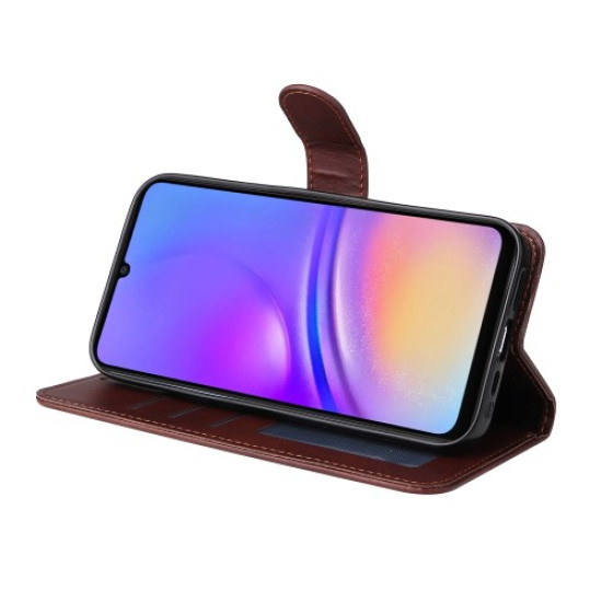 For Samsung Galaxy A06 Case PU Leather Phone Cover with Cash  /  Card Slots - Brown Samsung Cases Mobile