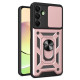 For Samsung Galaxy A16 5G / A16 4G Case with Slide Camera Lid PC+TPU Kickstand Phone Cover - Rose Gold Samsung Cases Mobile