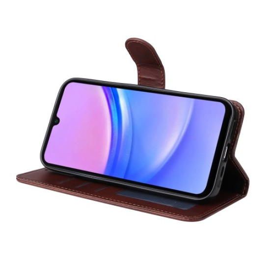 For Samsung Galaxy A16 5G / A16 4G Case PU Leather Phone Cover with Cash  /  Card Slots - Brown Samsung Cases Mobile