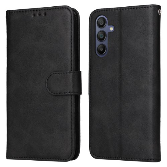 For Samsung Galaxy A16 5G / A16 4G Case PU Leather Phone Cover with Cash  /  Card Slots - Black Samsung Cases Mobile
