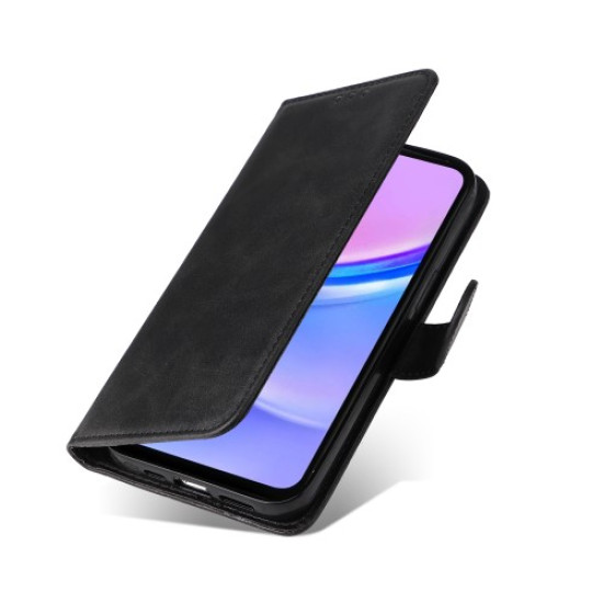 For Samsung Galaxy A16 5G / A16 4G Case PU Leather Phone Cover with Cash  /  Card Slots - Black Samsung Cases Mobile