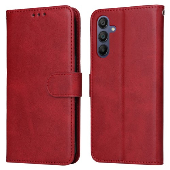 For Samsung Galaxy A16 5G / A16 4G Case PU Leather Phone Cover with Cash  /  Card Slots - Red Samsung Cases Mobile