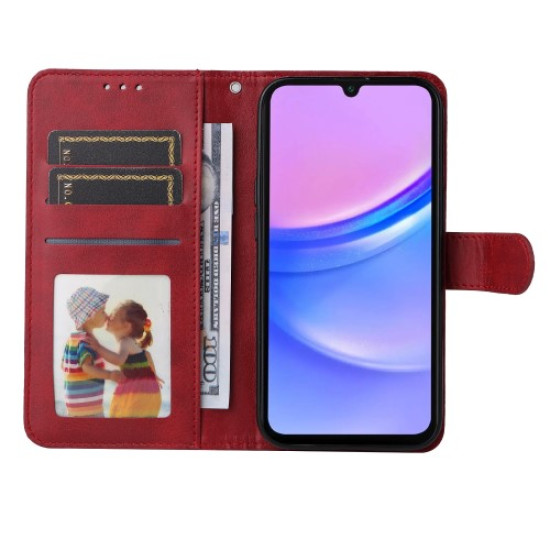 For Samsung Galaxy A16 5G / A16 4G Case PU Leather Phone Cover with Cash  /  Card Slots - Red Samsung Cases Mobile