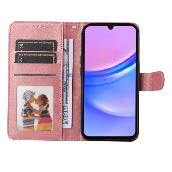 For Samsung Galaxy A16 5G Case PU Leather Phone Cover with Cash  /  Card Slots - Pink Samsung Cases Mobile