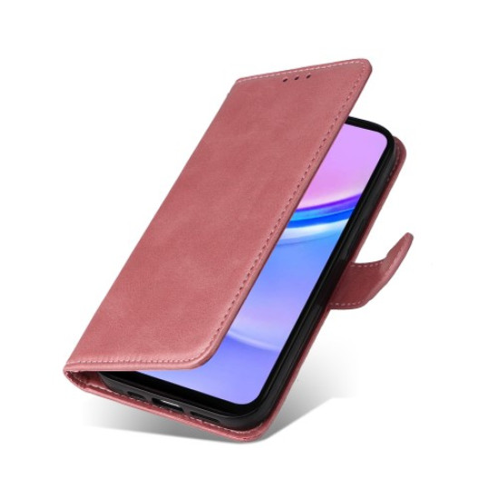 For Samsung Galaxy A16 5G Case PU Leather Phone Cover with Cash  /  Card Slots - Pink Samsung Cases Mobile