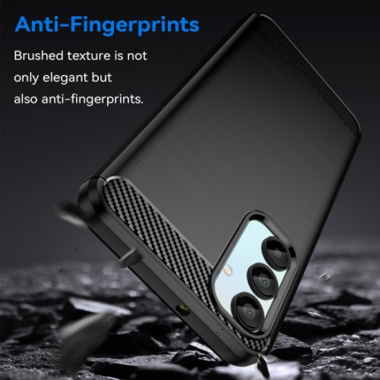 For Samsung Galaxy A16 5G Case Carbon Fiber Texture TPU Brushed Phone Cover - Black Samsung Cases Mobile
