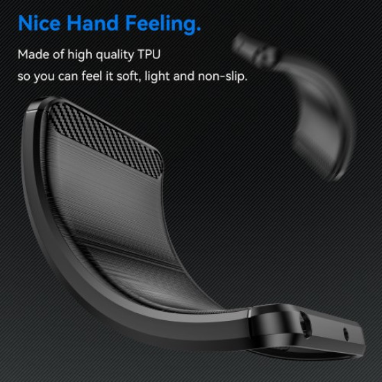 For Samsung Galaxy A16 5G Case Carbon Fiber Texture TPU Brushed Phone Cover - Black Samsung Cases Mobile